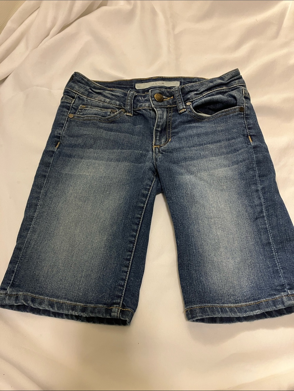 Joe's Jeans Indigo Blue Denim Shorts with Gold Stitching